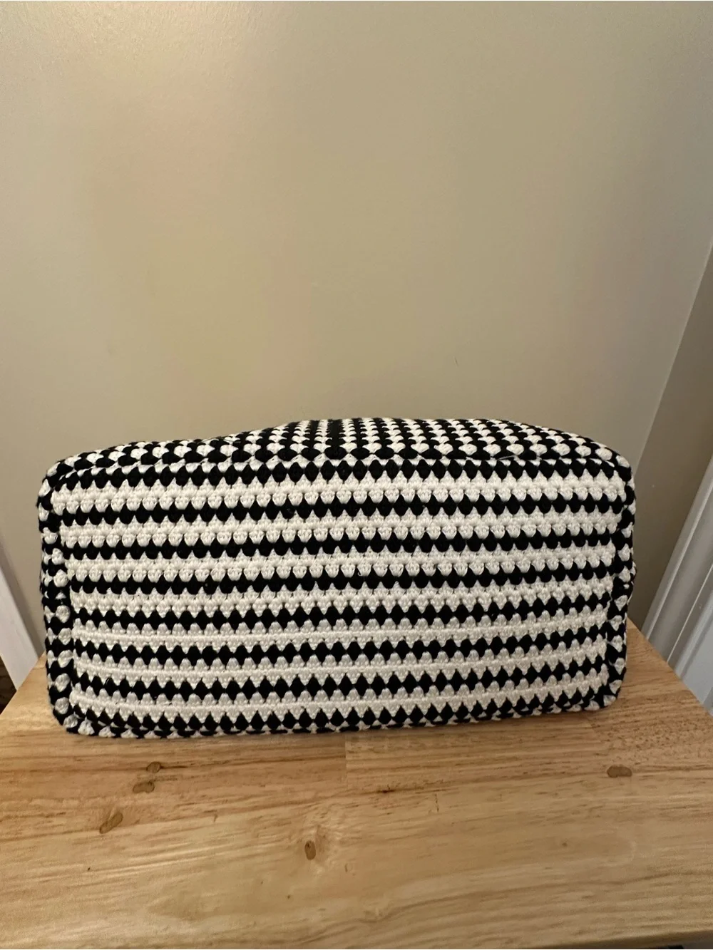Karl Lagerfeld Black and White Woven Tote